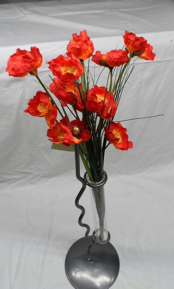 Vase in Metallständer Welle incl. Kunstblume
