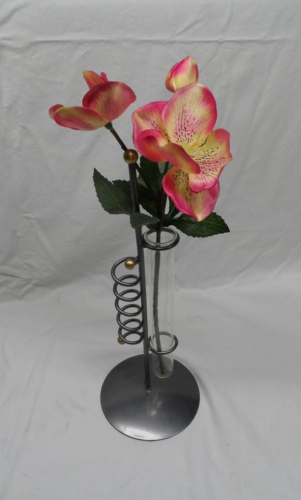 Vase in Metallständer Spirale incl. Orchidee
