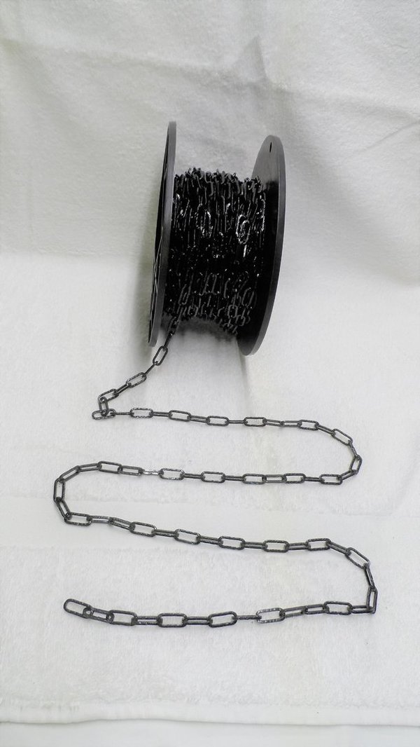 Leuchtenkette gehammert, Zierkette ø ca. 2mm, 21 x 9 mm,  schwarz glanz ab 1m