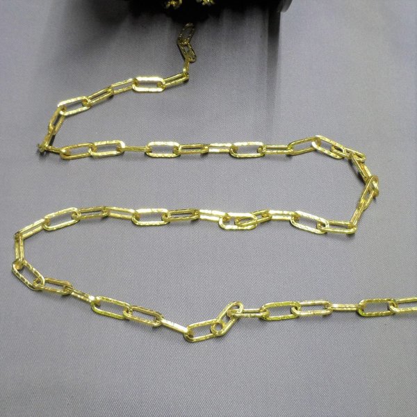 Leuchtenkette gehammert, Zierkette ø ca. 2mm, 21 x 9 mm,  gold, ab 1m