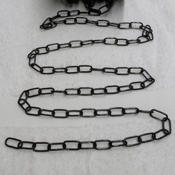 Ringkette, Leuchtenkette, Zierkette ø ca. 2mm, 20 x 10 mm,  schwarz, ab 1m